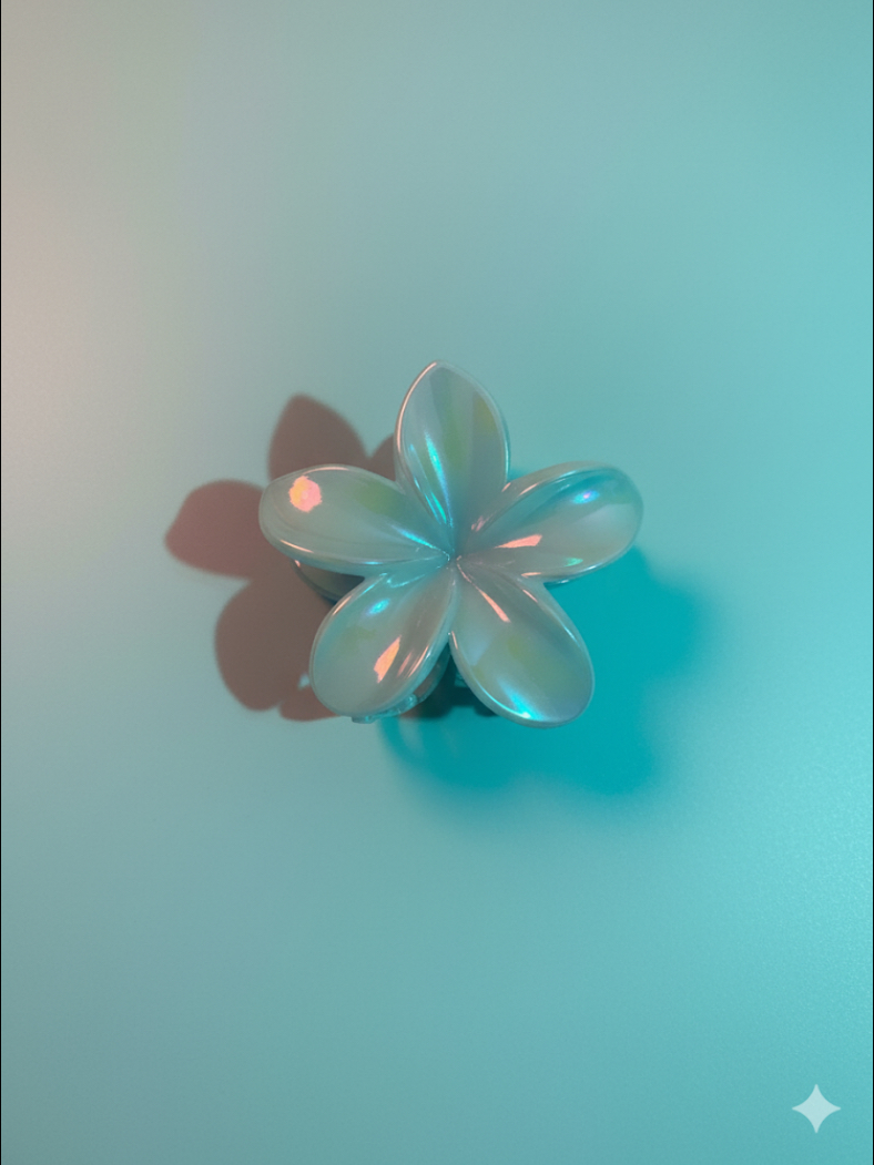 Pinza Flor Hawaiana Plateada Pequeña